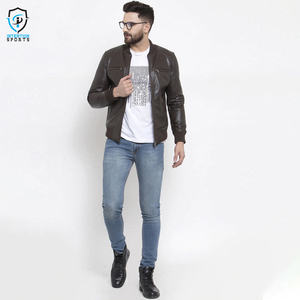 Chaqueta de Cuero Vacuno Marrón Casual para Hombre con Cuello Alto, Etiqueta con Logotipo Personalizado, Resistente al Viento, Reversible, Todas las Tallas para la Temporada de Invierno - Product Image 4