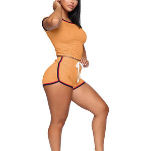 Ensemble short pour femme Tissu facile à sécher Prix Design populaire Couleur personnalisée Coupe parfaite Ensemble short deux pièces élégant de grande taille - Product Image 3
