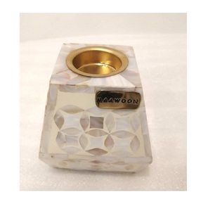 Mother Pearl Inlay Bakhoor Floral Candle Stand <b>Moroccan</b> Style India Home Decor Tabletop Tea <b>Light</b> Incense Holder Diffuser - Product Image 1