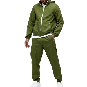 Logotipo personalizado de los hombres 2025 Streetwear de alta calidad 100% Nylon Stand Collar cierre de cremallera ligero cortavientos conjunto estilo Casual - Product Image 1