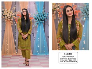 NOUVEAU DESIGNER LOURD FUAX GEORGETTE IMPRESSION NUMÉRIQUE TRAVAIL À LA MAIN COSTUME PAKISTANI - Product Image 2