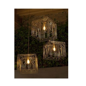 Oferta Especial: Lámparas Colgantes LED Cuadradas Doradas Modernas para Sala de Estar, Comerciales, de Mimbre y Ratán, Luz Blanca Cálida, de Lujo - Product Image 2