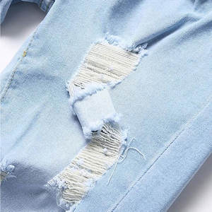 Vente en gros de shorts en jean 100% coton pour hommes avec design vieilli broderie de streetwear personnalisée motif solide toile - Product Image 5