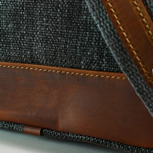 Sac de poitrine en toile et cuir véritable d'extérieur avec fermeture à glissière - Sac bandoulière tendance pour unisexe, voyage d'été CSB-0066 - Product Image 4