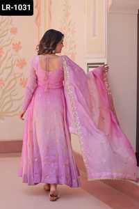 Ropa étnica india Pedding Organza dorada con lentejuelas Multi y Zari Bordado Trabajo Anarkali Vestidos con Dupatta Set para mujeres - Product Image 6