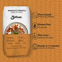 Bifum Brazil High Fiber Brown Rice Dried Vermicelli Noodles 2-Minute Quick Cooking Premium Quality Plant-Based Pasta 10-Pack