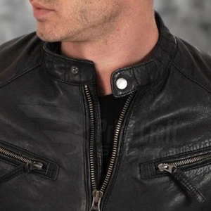 Chaqueta de Cuero para Hombre, Color Sólido, Gran Venta, Material Duradero, Cuello Alto, Chaqueta de Cuero de Invierno para Hombre - Product Image 6