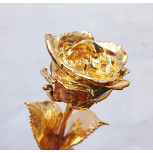 Fleur de rose véritable en plaqué or 24 ct, cadeau romantique de luxe fabriqué à la main pour la Saint-Valentin, anniversaire et mariage - Product Image 2