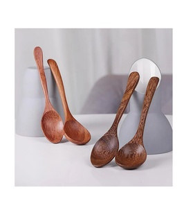 Cuillère à soupe en bois naturel pour ustensiles de cuisine et restaurants utilisation quotidienne de soupe pour 4 pièces et taille moyenne - Product Image 1