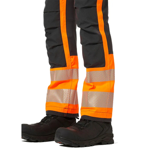 Men High Visibility CE Certified Breathable Workwear Cargo <b>Pants</b> with Reflective Tape Needle Detection <b>Black</b> & Orange Polyester - Product Image 4