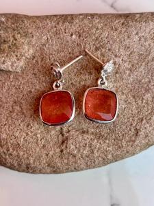 Boucles d'oreilles en argent sterling 925 avec cristal de saphir orange Bijoux tendance élégants pour les fiançailles et la fête des femmes - Product Image 5