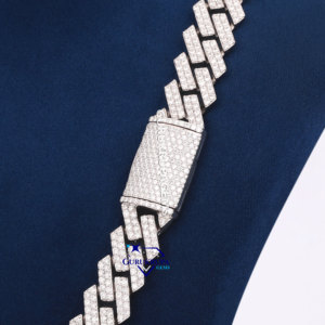 ขายดีสร้อยคอเพชรโมอิสเพชร925เงินประดับเพชรแบบตัดเป็นวงฮิปฮอปโซ่เชื่อมสไตล์คิวบาห่วงโซ่ความชัดเจน VVS - Product Image 5