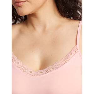 Camisole décontractée haut de gamme personnalisée sans manches à col en V en modal et dentelle avec bretelles réglables, tricotée et sans couture - Product Image 4