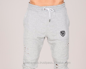 Pantalón ajustado Jogger de hombre con agujeros desgastados de color gris brezo con logotipos personalizados - Product Image 5