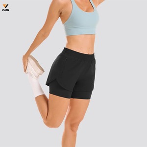 Recién llegados de lujo Fabricante de tela personalizada al aire libre cintura alta pantalones cortos en blanco mujeres correr deportes Fitness Yoga pantalones cortos - Product Image 1