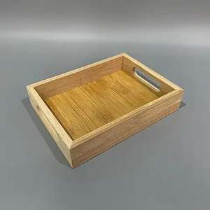 Venta al por mayor de diseño personalizado impreso en forma de rectángulo bandeja de madera de mango hecha a mano con estilo vintage por fabricante - Product Image 3