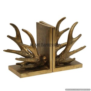 Venta al por mayor a granel de alta calidad chapado en oro de alta resistencia de Metal asta diseñador hogar y oficina acentos decorativos sujetalibros suministro - Product Image 1