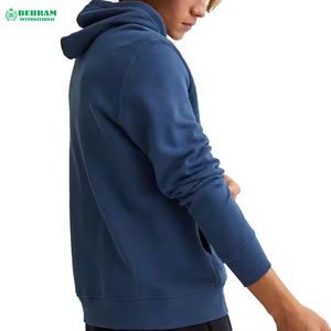Sweat à capuche épais de haute qualité en molleton bouclette 100 % coton, épaules tombantes, sans cordons, coupe classique, respirant, séchage rapide - Product Image 3