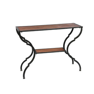 Table console industrielle X, plateau en bois brun, cadre métallique fin, décoration d'intérieur, édition fonctionnelle - Product Image 2