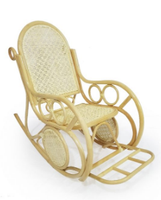 Fauteuil à bascule en bambou écologique pour l'extérieur, fonction massage, repose-pieds rétractable, design mobile, style mid-century moderne pour balcon