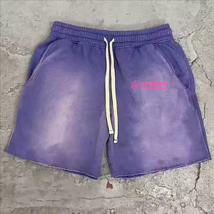 กางเกงขาสั้นผ้าฝ้ายผ้าเฟรนช์เทอร์รี่สำหรับผู้ชายมาใหม่เสื้อแนวสตรีทผ้าซักซีดซีดซีดซีดซีดๆผ้าเฟรนช์เทอร์รีสำหรับผู้ชาย - Product Image 2