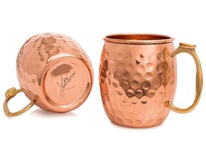 Ensemble de 4 Mules de Moscou en cuivre brun design martelé avec cuivre court verre Gin bière Cocktail Mug - Product Image 5