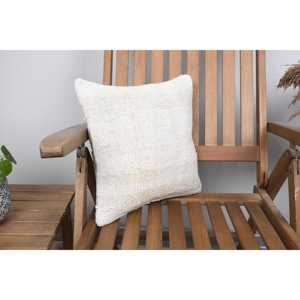 Beige Wool Rug 14x14 Inch Woven Vintage Pattern <b>Pillow</b> Rustic/Primitive Style - Product Image 2