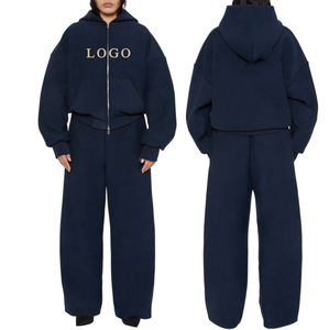 Ensemble de sweat à capuche respirant pour hommes ensemble de deux pièces tricoté fournisseur OEM survêtement personnalisé vêtements de sport de jogging - Product Image 2