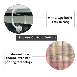 Custom Printed Waterproof Shower Shower <b>Curtain</b> for Bathroom Waterproof Polyester <b>with</b> <b>Hooks</b> - Product Image 2