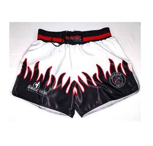 100% Polyester Silk Muay Thai Kick Boxing Shorts High Street Style with Vintage Decoration 7.5 CM <b>Wide</b> <b>Belt</b> Factory Direct Rates - Product Image 1