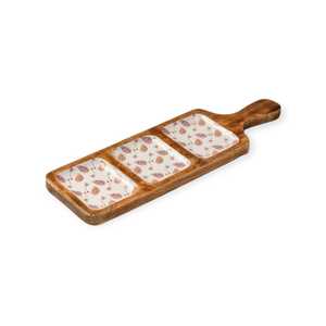 Plato de madera ecológico hecho a mano con mango, nuevo diseño, patrón redondo, último estilo INS para uso doméstico, boda/Ramadán - Product Image 3