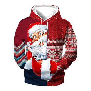 Ropa de calle personalizada de algodón con cuello redondo para hombre, sudaderas con capucha bordadas de Navidad con cuello redondo, sudaderas con capucha bordadas de Navidad - Product Image 5