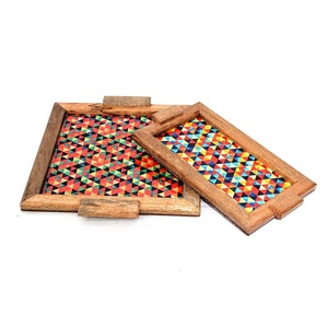 Plateau de service de nourriture de petit déjeuner fait à la main pour la maison, la restauration d'hôtel, plateau décoratif personnalisé - Product Image 4