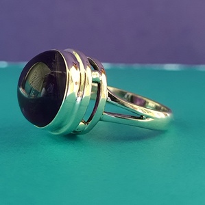Bague classique en argent sterling 925 avec améthyste naturelle taille ovale, la plus vendue, pour femme, bijoux de mode pour mariage et soirée - Product Image 2