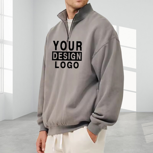 Sudadera de Algodón 100% de Alta Calidad OEM para Hombre, Estilo Urbano Otoñal, con Cuello Alto y Cierre de 1/4, Personalizable con Estampado - Product Image 1