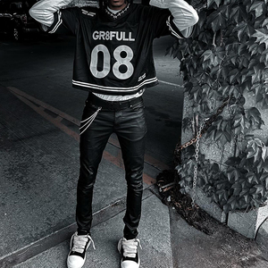 Custom Cropped Drop Shoulder Sublimation <b>Retro</b> Streetwear Oversized Breathable Plus Size Men Boxy T-shirt Mesh American <b>Football</b> - Product Image 5