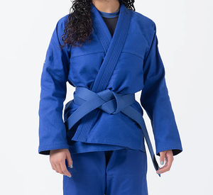 Veste de judo entièrement noire, vêtements d'arts martiaux avec bordures noires, rouges et blanches, 100% coton, 460g, séchage rapide - Product Image 1