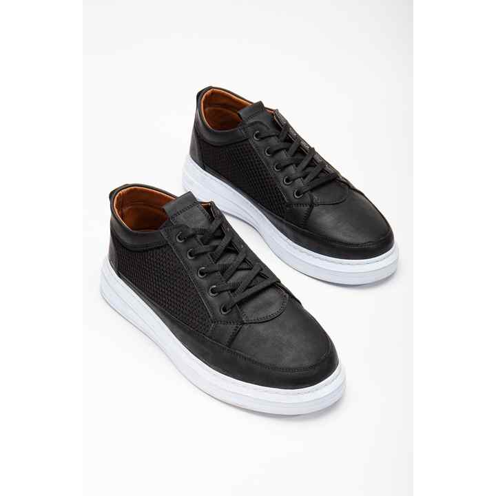 Men's Black Daily Flexible Comfortable Stitched Light Poly Sole Walking Guaranteed Sports Shoes