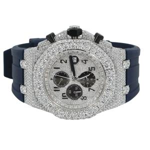 Montre-bracelet de luxe pour homme, style Hip Hop, avec testeur de diamants intégré, moissanite personnalisée, automatique, clarté VVS et bracelet en caoutchouc bleu, tendance - Product Image 1