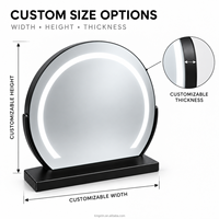Kingstin Miroir LED Invisible 3 Températures de Couleur, Miroir de Table en Acier Inoxydable pour Salon, Barbier et Chambre
