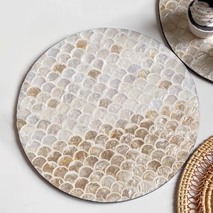 Mantel individual hecho a mano con Incrustaciones de nácar, fábrica al por mayor, manteles individuales de concha de Capiz mosaico - Product Image 3