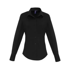 Camiseta Polo de Manga Larga para Mujer, Corte Ajustado, Popelina, Artículo Promocional - Product Image 5