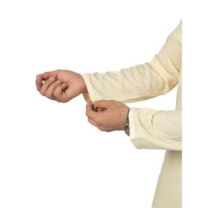 นาดีม คูร์ตา CLK-19 ชุดเจ้าบ่าวปักลายอย่างดี สีครีมเนยพรีเมียม ผ้าฝ้าย 100% ระบายอากาศได้ดี - Product Image 5