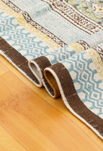 Tapis de travail à bordure marron motif unique tapis de créateur de travail détail broderie tapis de travail pour la maison salon et décor de jardin - Product Image 5