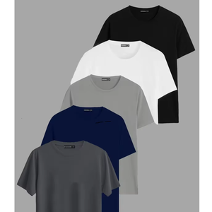 T-shirt Streetwear 100% Coton Uni, Coupe Oversize à Épaules Tombantes, Personnalisable avec Impression Haute Qualité et Effet Gaufré pour Homme - Product Image 1