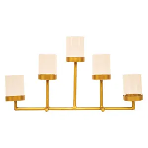 Bougeoir à 5 bougies chauffe-plat en métal doré au design innovant pour la décoration de Noël à la maison - Product Image 1