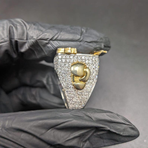 Square Custom Letter VVS Moissanite Diamond Sparkle 925 Sterling <b>Silver</b> Fency Hip Hop Luxury <b>Statement</b> <b>Ring</b> For Party Wear - Product Image 4