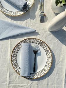 Serviettes de Cocktail à la main décor de Table Bar fête de mariage dîner doux lavé tissu vaisselle Boho poussiéreux bleu serviettes en coton - Product Image 3