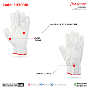 Gants de conducteur en cuir de chèvre OEM Gants de sécurité de travail de style pouce d'aile sans doublure Sicherheitsarbeitshandschuhe pour hommes - Product Image 2