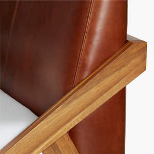 Giường Nữ Hoàng vior làm bằng gỗ Tếch rắn và đầu giường bằng da với một kết thúc màu nâu dầu. - Product Image 5